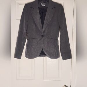Teenflo 6 Gray Lined 1 Button Lngslv Women's Blazer